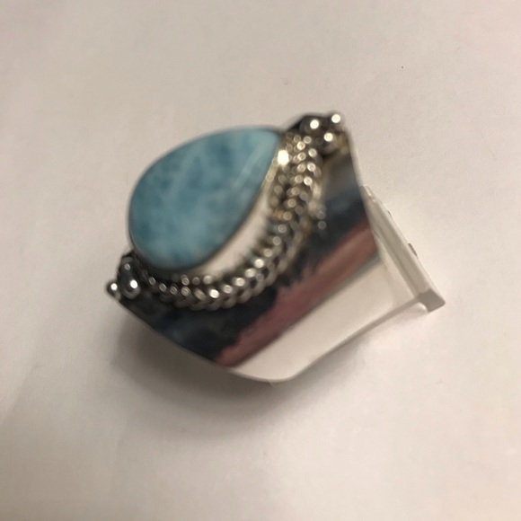 Larimar Stamped 925 Sterling Silver Ring - Picture 6 of 6